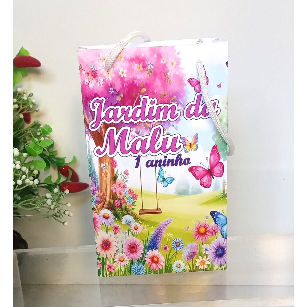 SACOLINHA PERSONALIZADA PRA FESTA/ANIVERSÁRIO - JARDIM -JARDIM ENCANTADO -JARDIM DAS BORBOLETAS.