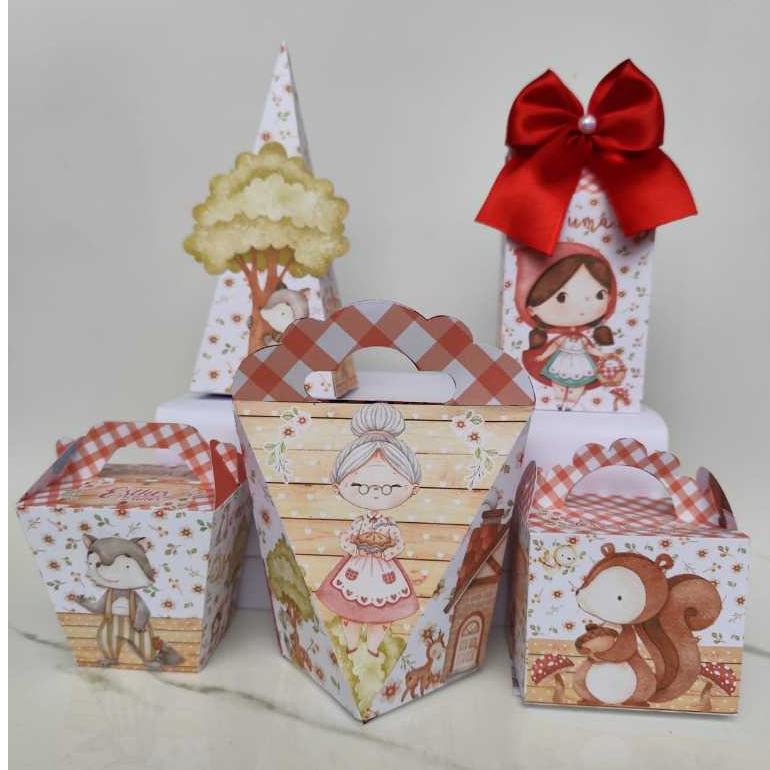 Kit Festa Personalizado Chapeuzinho Vermelho - Caixinhas Aniversário - Lembrancinhas - Pegue e monte - Envio Rápido.