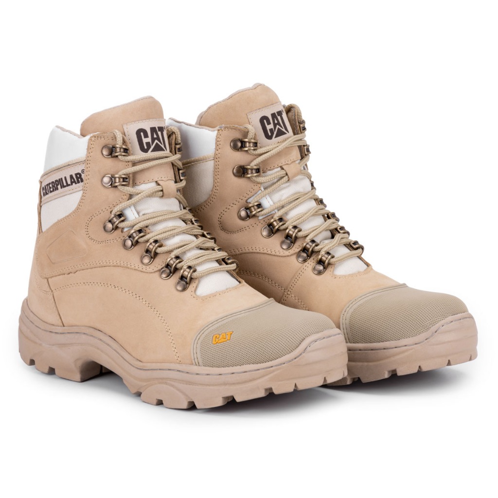Coturno Caterpillar Couro Legitimo Impermeável Trabalho Resistente