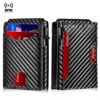 Porta Cartão 2 em 1 Masculino RFID Anti-Roubo de Estampa Fibra de Carbono para Cartões e CNH 8184 8409 em Oferta na Shopee
