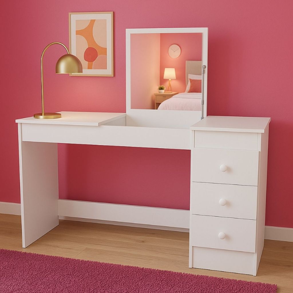 Penteadeira Multifuncional com 3 Gavetas para Meninas