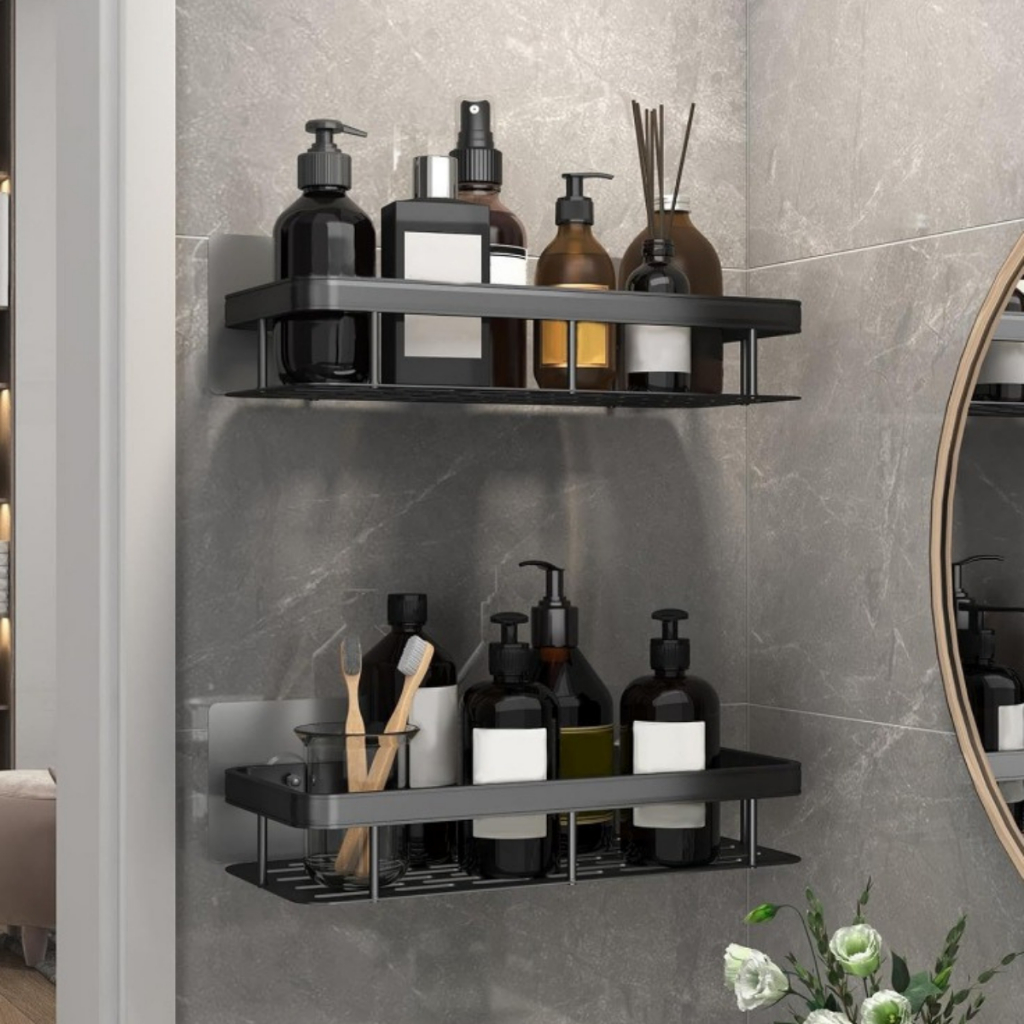 Vittak Kit 2 Suporte Shampoo Sabonete Banheiro Adesivo Parede Box Luxo Cor Preto