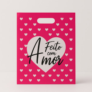 Sacola Plástica Com Frase Personalizada 16x20 20x30 30x40 40x50 50UN Boca de Palhaço Feito com Amor
