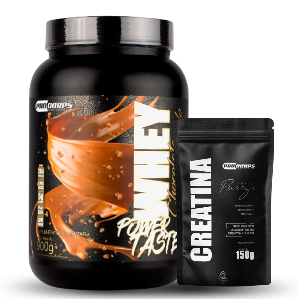 Combo Whey 900g + Creatina Pura Refil 150g Ganho de Massa