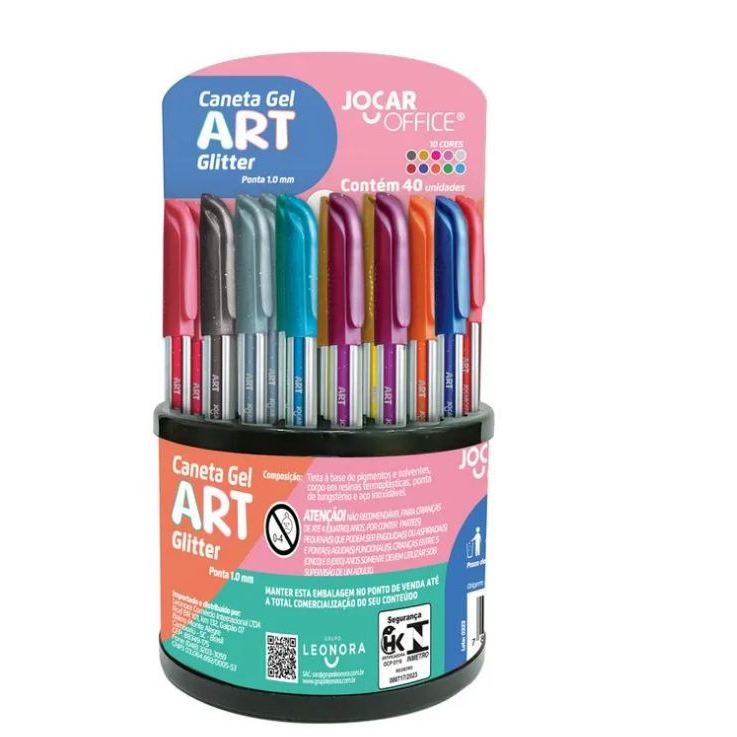 Caneta Gel Art 1.0 Glitter -KIT C/4 Sortidas Jocar Office(cores sortidas)