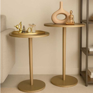 Kit com duas mesas MONOPE na cor nude com brilho azuma decor em Oferta na Shopee