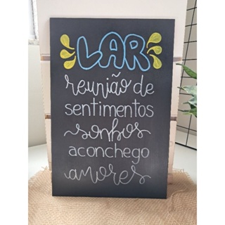 kit de 3 Quadros Decorativos - Lettering em MDF Feito à Mão (20x30cm cada quadro)