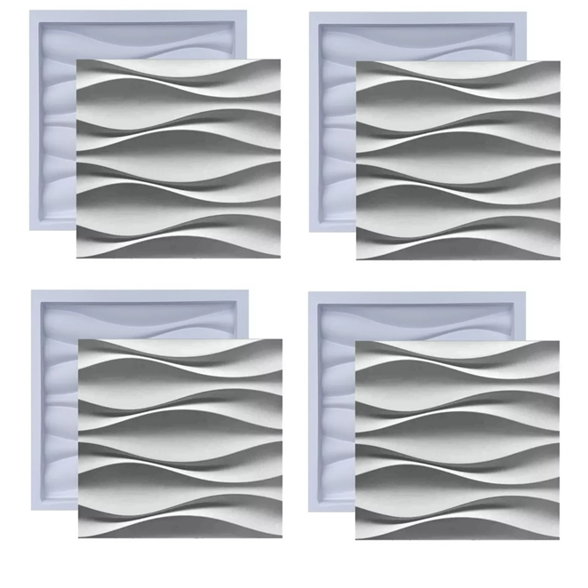 Forma 3D Para Gesso 4 PÇS Modelo Dunas 30x30cm