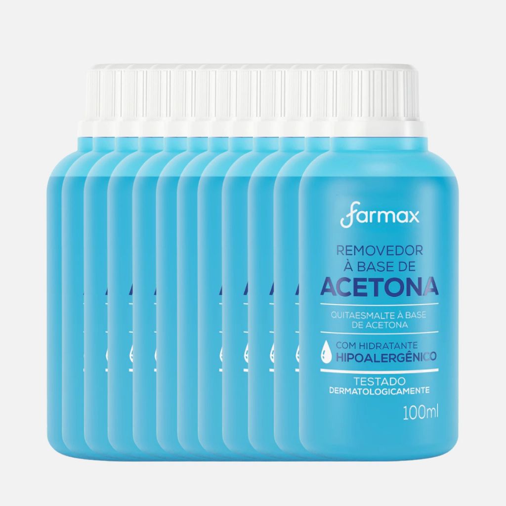 Kit 12 Removedor Esmalte a Base de Acetona 100 ml Farmax Envio Imediato Hidrata Limpa Unhas Cutícula