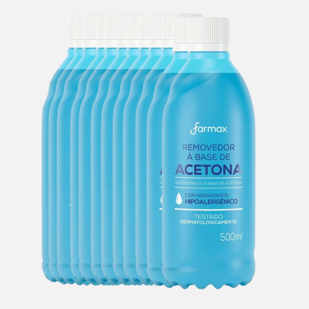 Kit 12 Removedor Esmalte a Base de Acetona 500 ml Farmax Envio Imediato Hidrata Limpa Unhas Cutícula