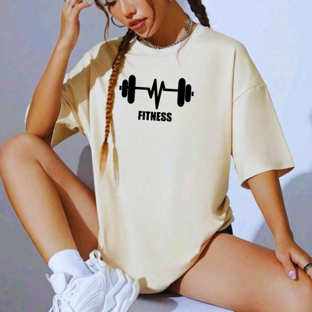 Camiseta Feminina Fitness Algodão Academia Treino Musculação  Estilo Casual Confortável Estampada