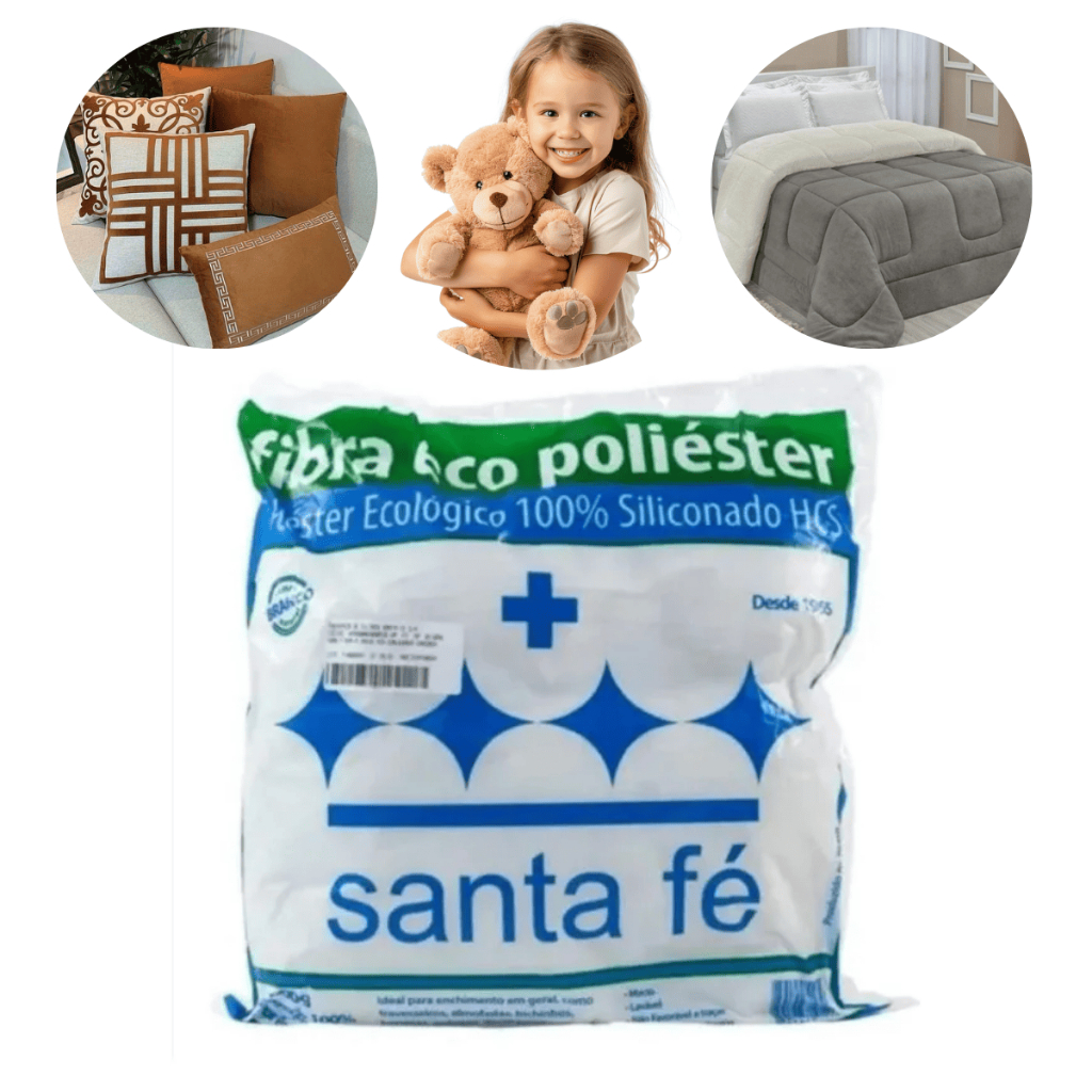 Fibra Santa Fé Siliconada 100%poliéster Enchimento Antialérgica 1 Kg em Oferta na Shopee