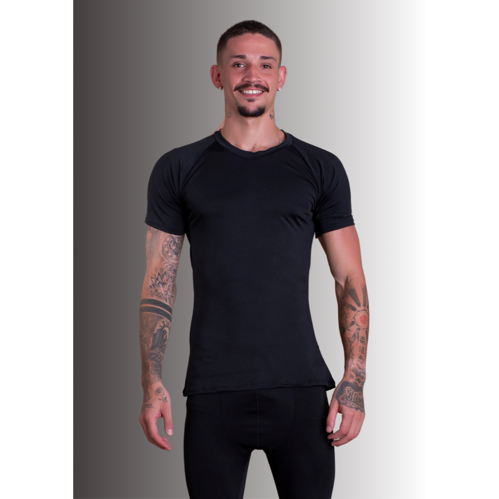 Camisa Térmica Masculina Proteção Solar Uv+50 Camiseta Segunda Pele Manga Curta Moda Inverno E Verão Blusa RIQ Modas