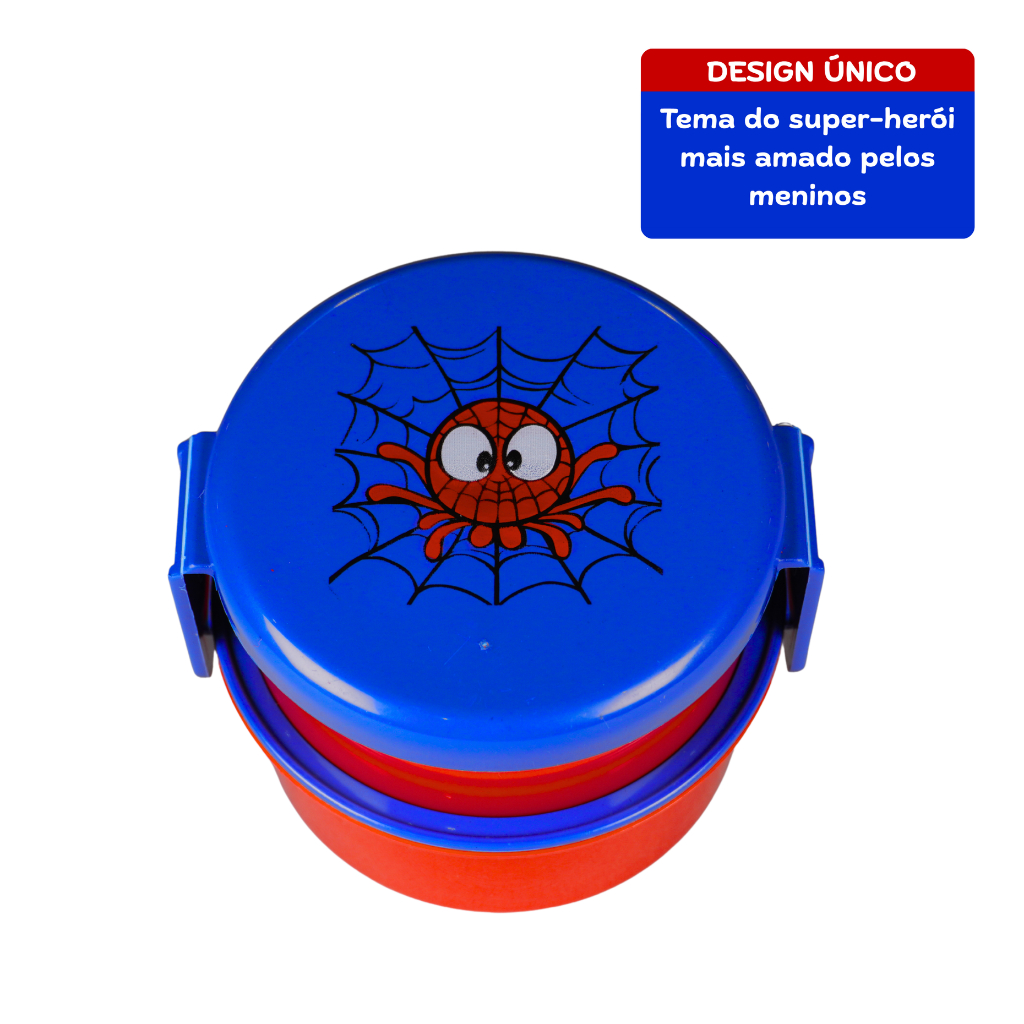 Marmita Infantil Dupla Aranha c/ Garfinho | Livre de BPA | 2 Compartimentos Empilháveis | QUEEN SHOP