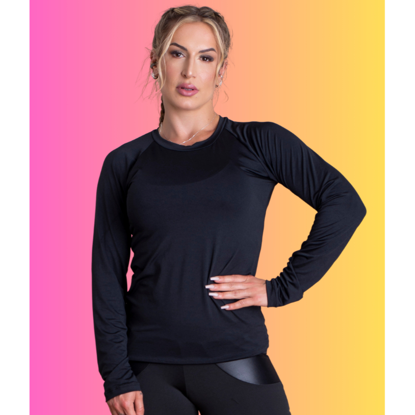Camisa Térmica Feminina Proteção Solar Uv+50 Camiseta Segunda Pele Longa Moda Inverno E Verão Blusa RIQ Modas