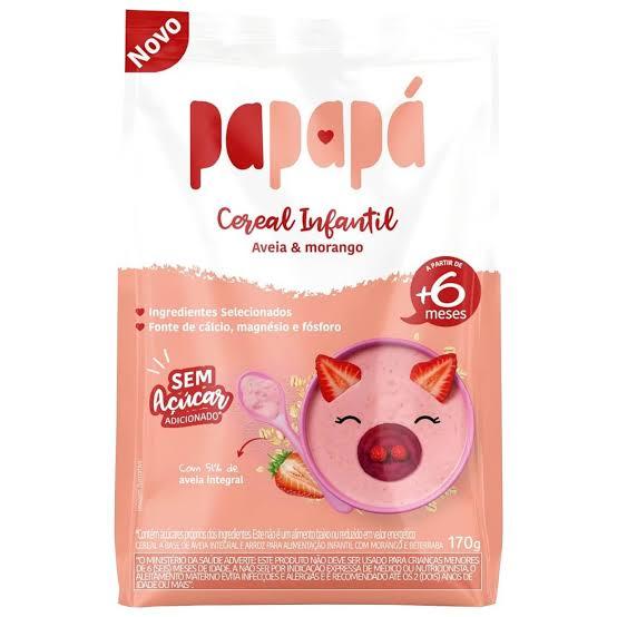 Cereal infantil Papapá Aveia e Morango 170g - Sem açucar - Papinha +6 Meses - Aveia integral