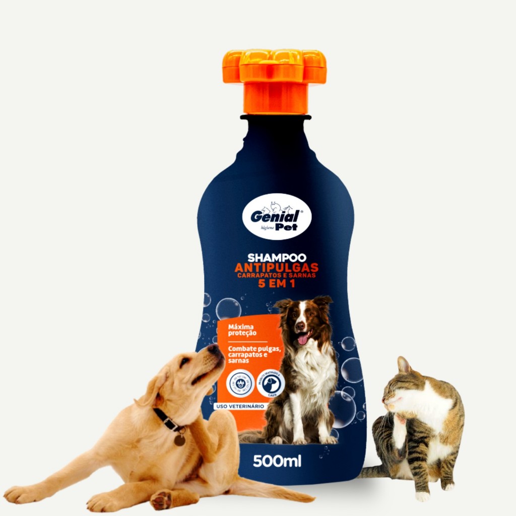 Shampoo Anti Pulgas Carrapatos Para Cachorro E Gatos Pet Genial 500ml em Oferta na Shopee