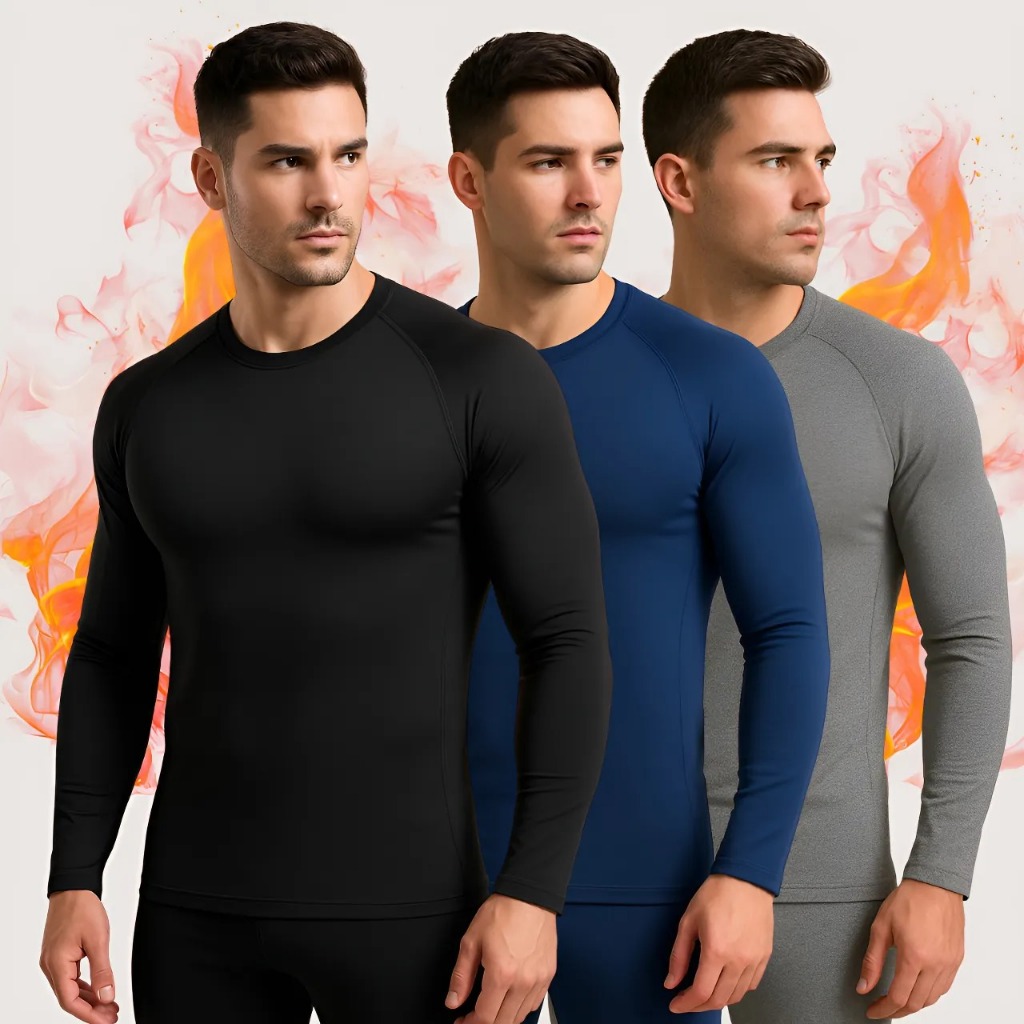 Kit 3 Camisetas Termica Frio Inverno Masculina Casual Sport