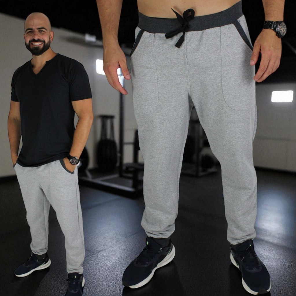Calça Jogger Moletom Felpado Slim Fit Masculina Tecido Moletom