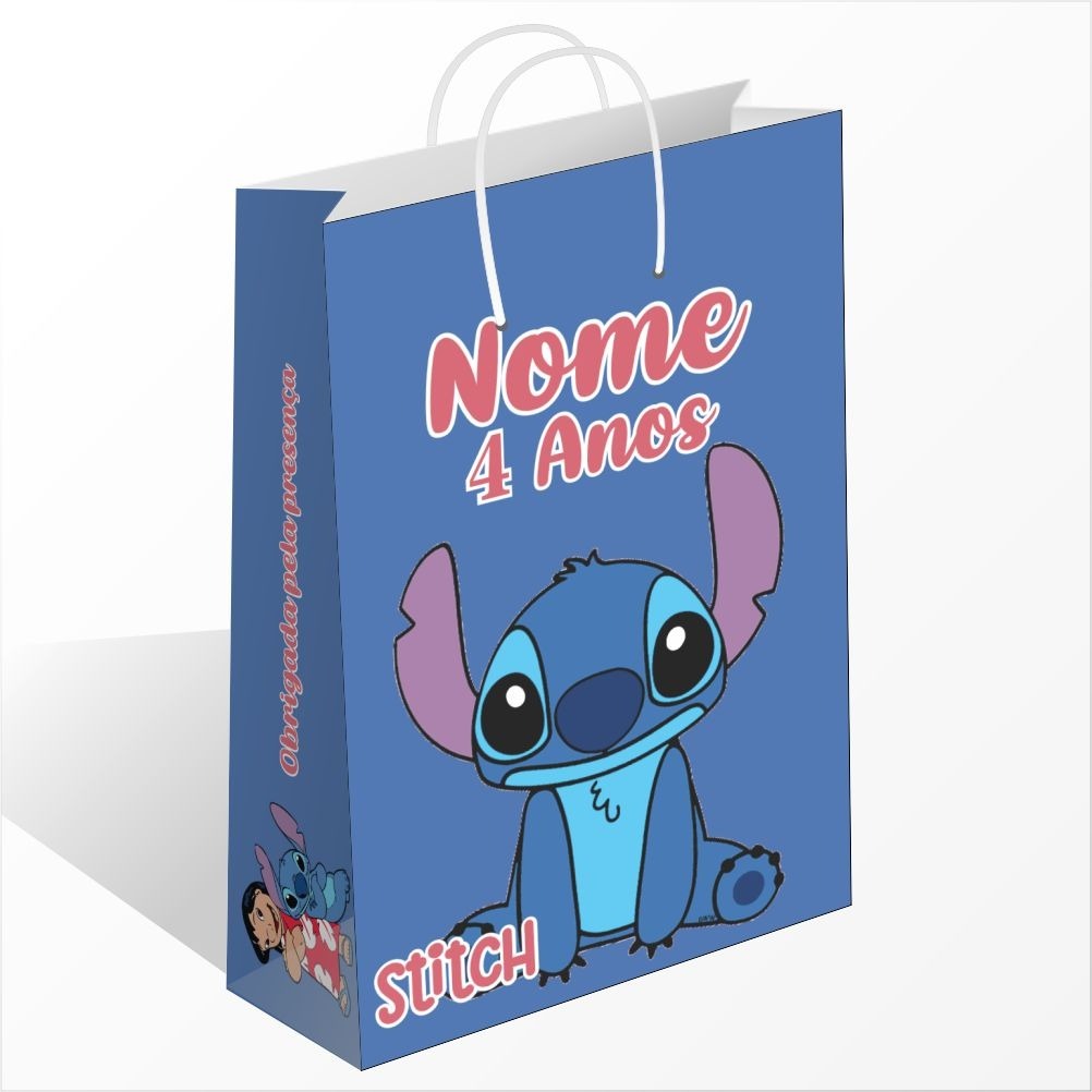 Sacolinha Personalizada Stitch Azul Personalizada Com Nome Sacolinha Surpresa Lembrancinha De Festa
