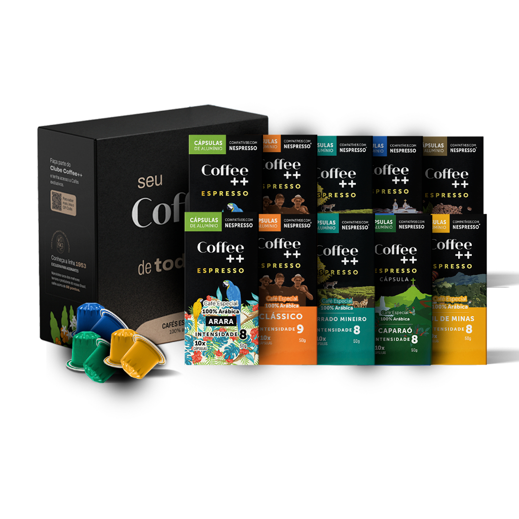 Kit 100 Capsulas Coffee Mais, compatível com Nespresso Variedades