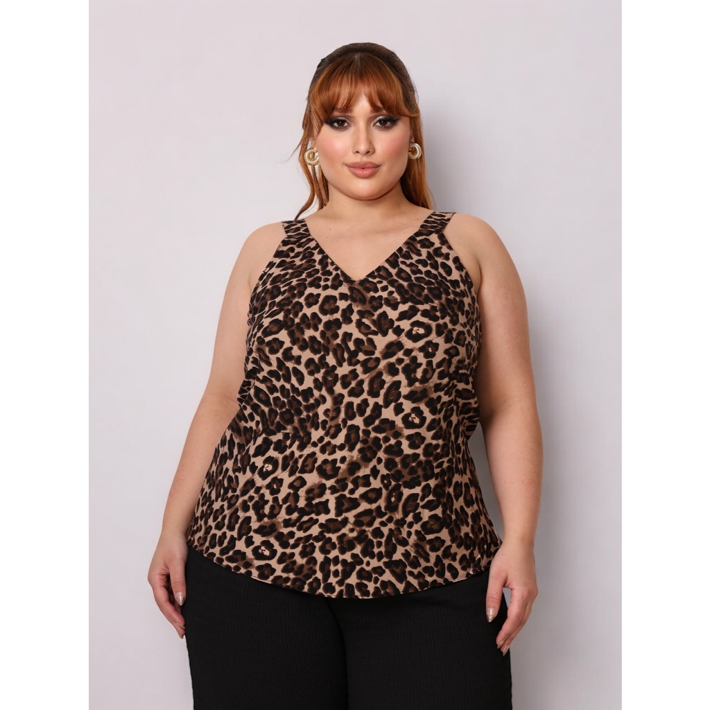 Blusa de Regata Lrgura onca  moda Feminina simples 2025 novo Plus/Tecido 100% algodão puro, macio em Oferta na Shopee