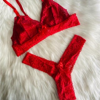 Conjunto Renda Calcinha Meia Caleçon Sem Bojo Feminino Atacado Moda Lingerie