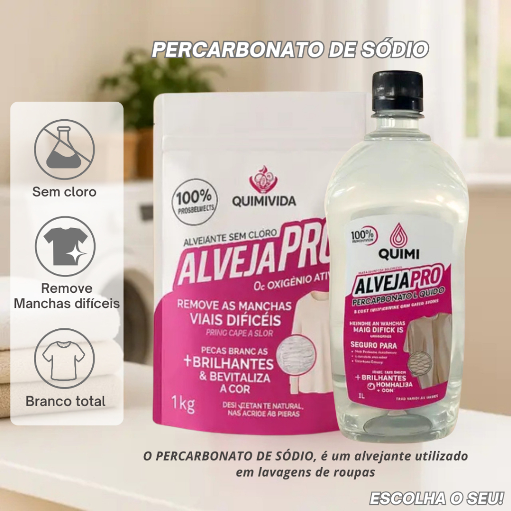 Percarbonato de Sódio 100% Puro Pó e Líquido Alvejante Sem Cloro Tira Manchas em Oferta na Shopee