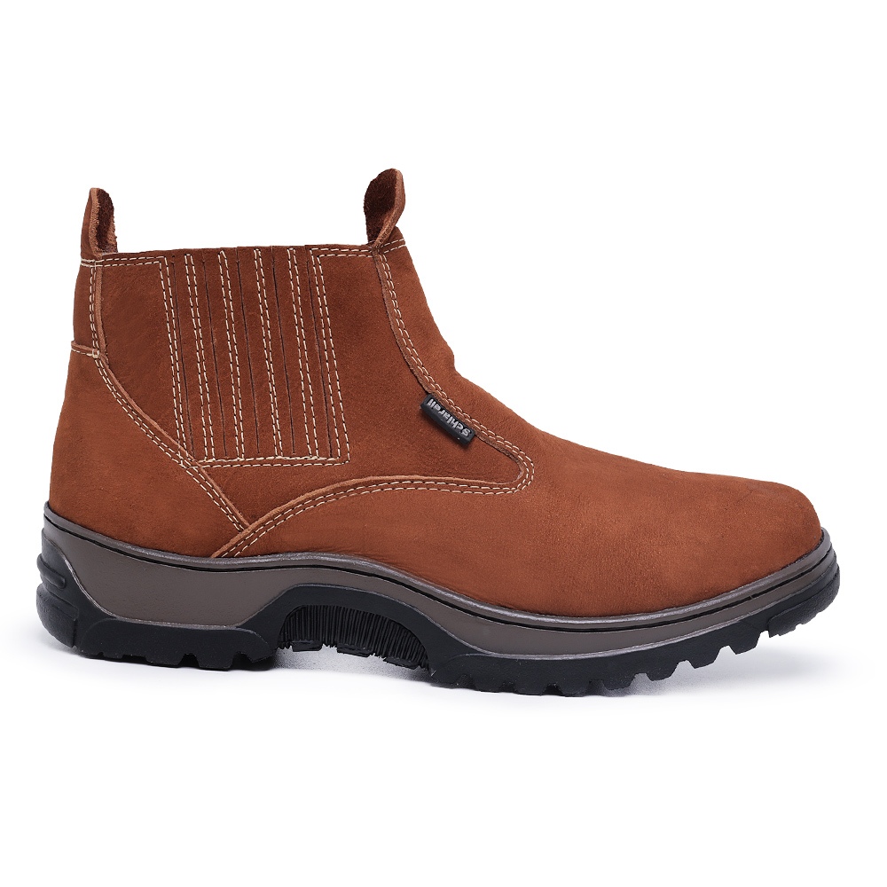 Botina Country Masculina Couro Moda Texana Cano Curto Bota Zebu Couro Western Camurça Bico Redondo