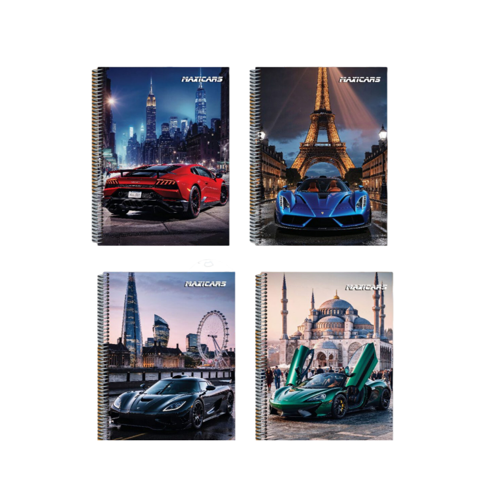 Caderno universitário menino Maxicars 96 folhas 1 matéria capa dura Máxima em Oferta na Shopee