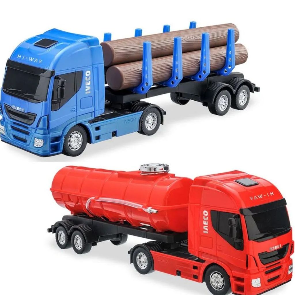 Caminhão Tanque Carreta Florestal Com Toras Brinquedo Grande Iveco S-WAY