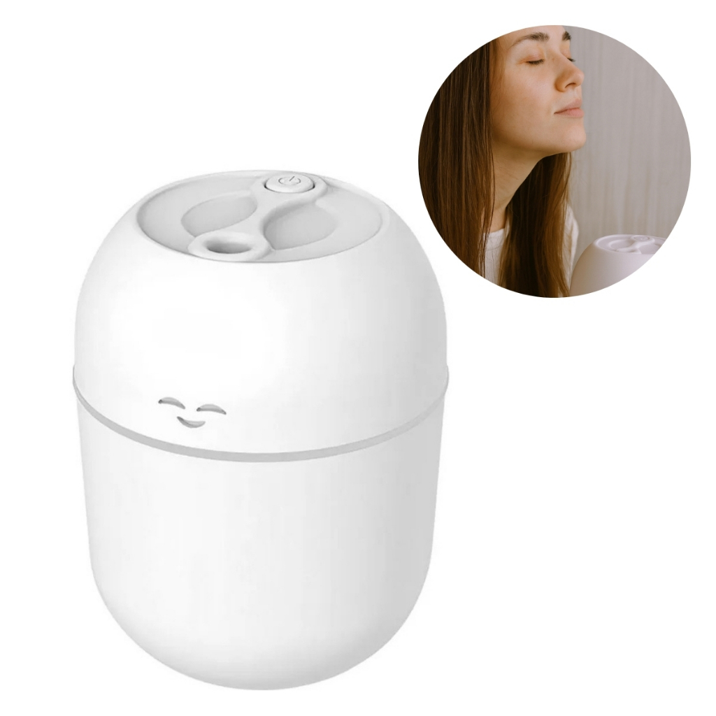 Mini Umidificador de Ar Portátil 220ml LED 7 Cores Silencioso tempo seco quarto escritório