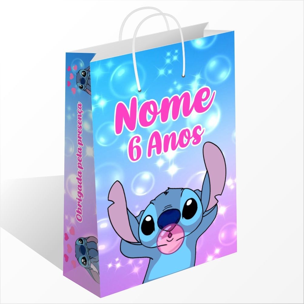 Sacolinha Personalizada Stitch Bolhas Personalizado Com Nome Sacolinha Surpresa