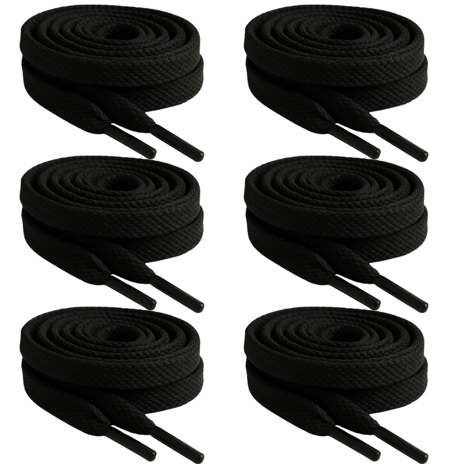 Pares de Cadarços Atacador Preto Achatado para Calçado, Mochila Vestuário Capuz Utilidades