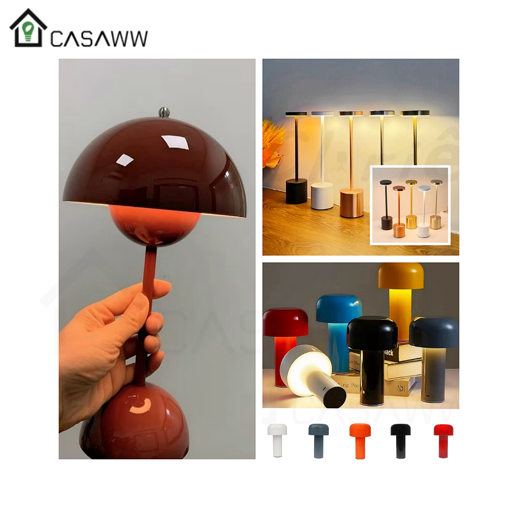 Luminária de Mesa Abajur Cogumelo LED Moderno Design Cabeceira Escrivaninha LED 3 em 1 Rec...