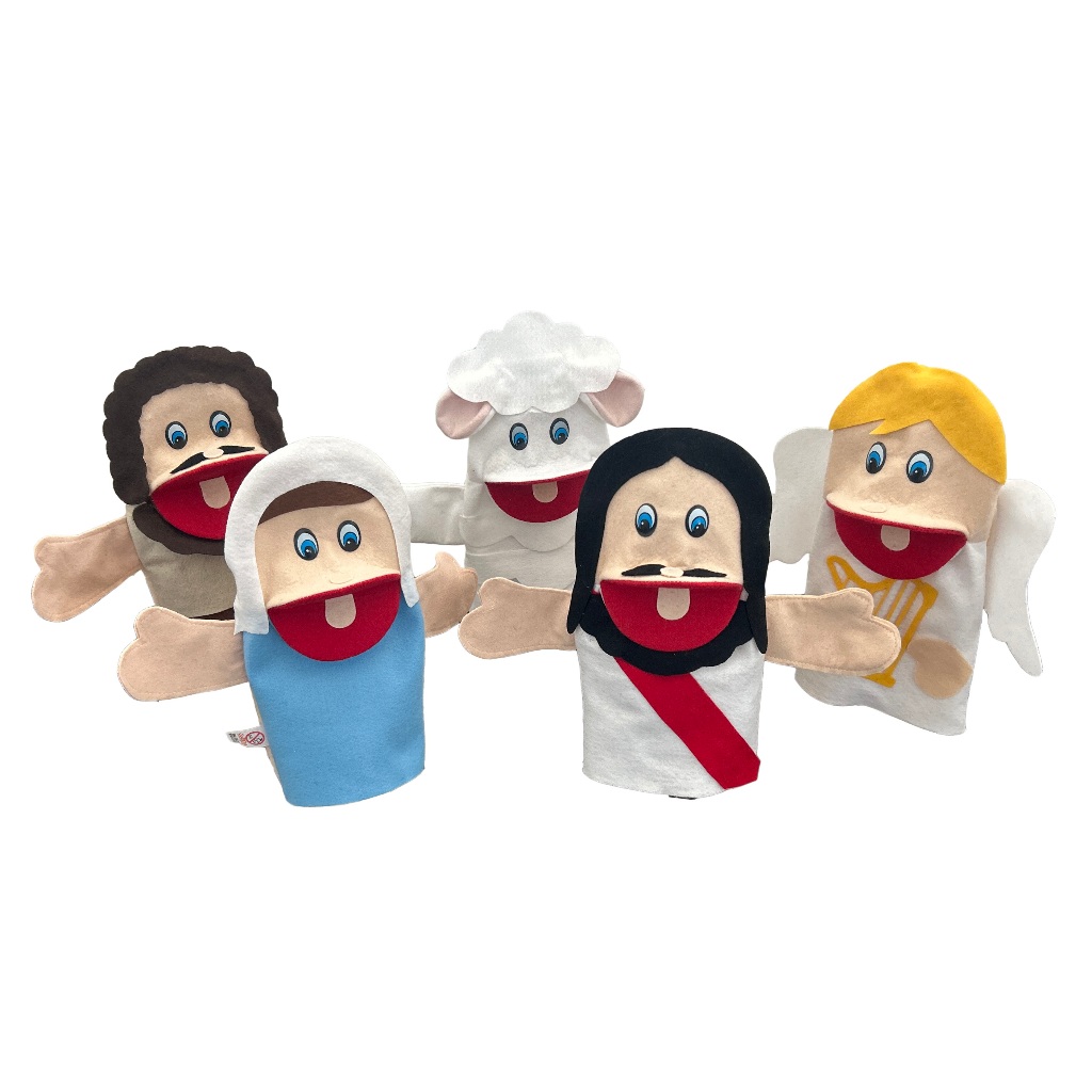 Kit Fantoches Biblicos Jesus Com 5 Personagens Jodane Feltro