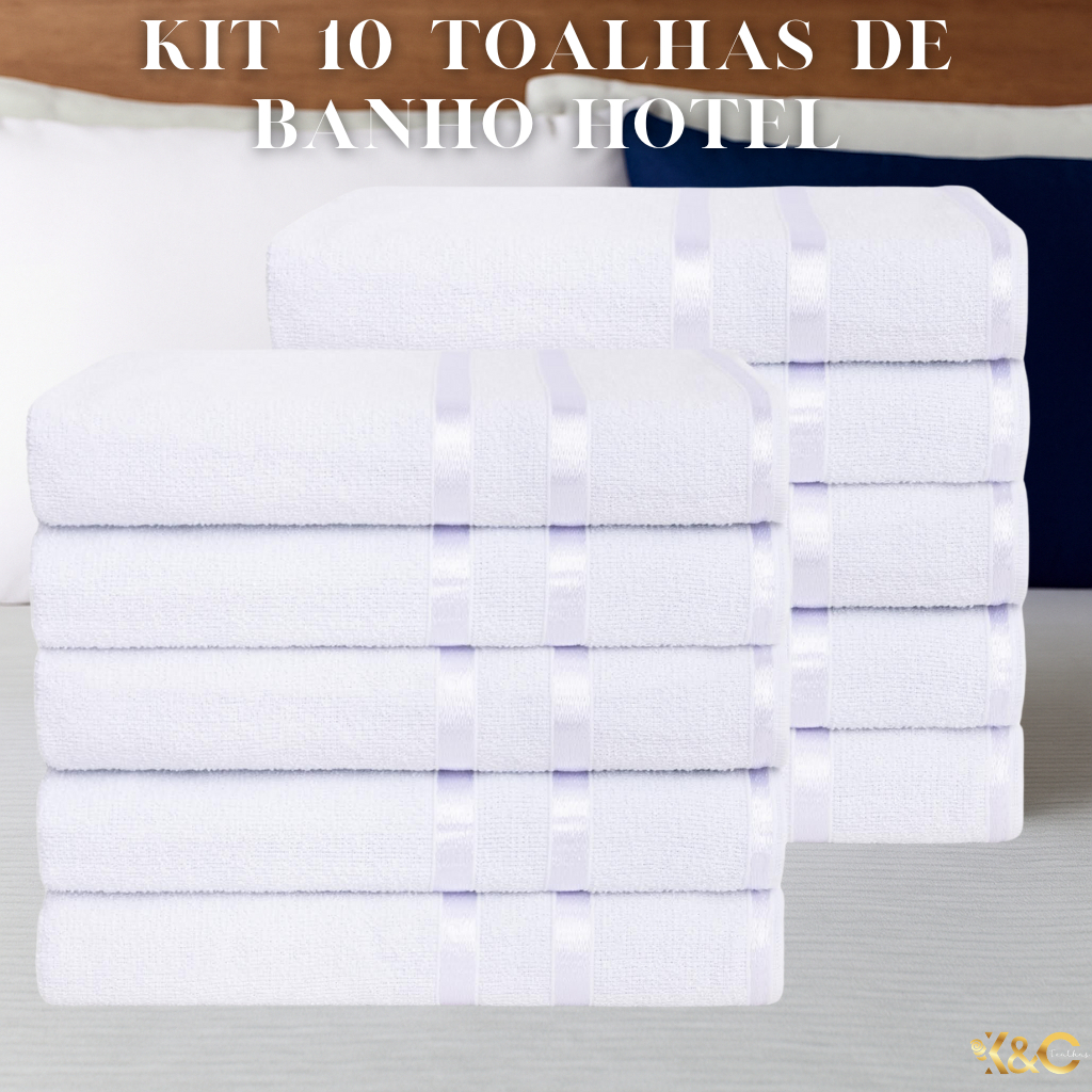 Kit 10 Toalhas De Banho Hotel, Pousada, Hostel 100% Algodão - Linha Lyra em Oferta na Shopee