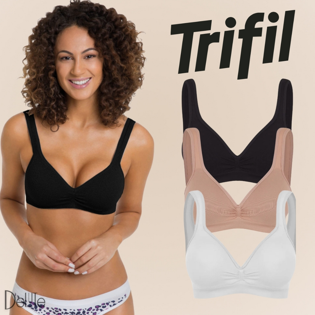 Kit Com 2 Top Sutia Trifil Daily Com Bojo Modelo Sem Costura E Sem Aro