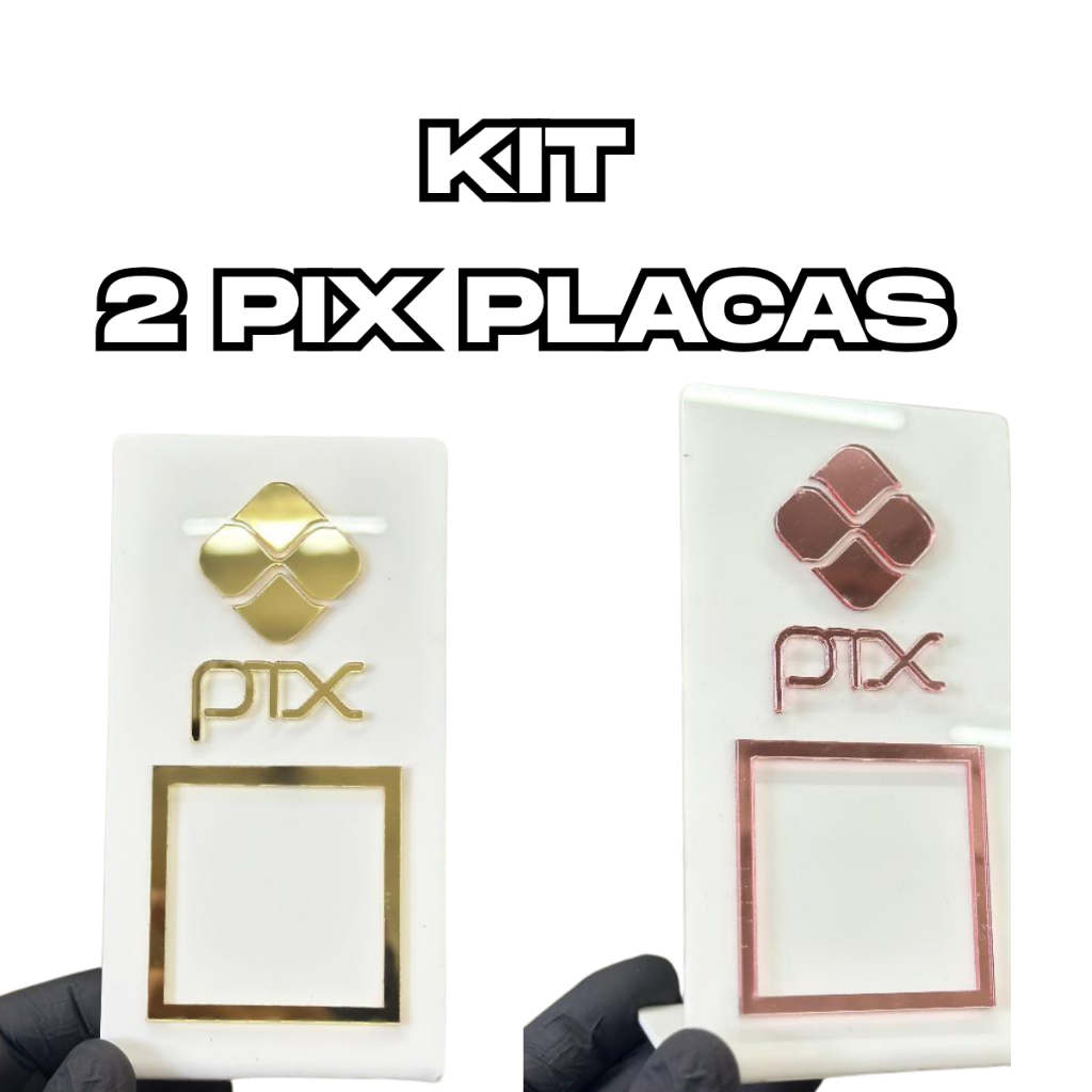 Kit 2 Placa Pix Acrílica Display Pagamento QrCode Balcão Mesa