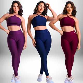 Conjunto Academia Feminino Calça + Top Roupa de Academia em Oferta na Shopee