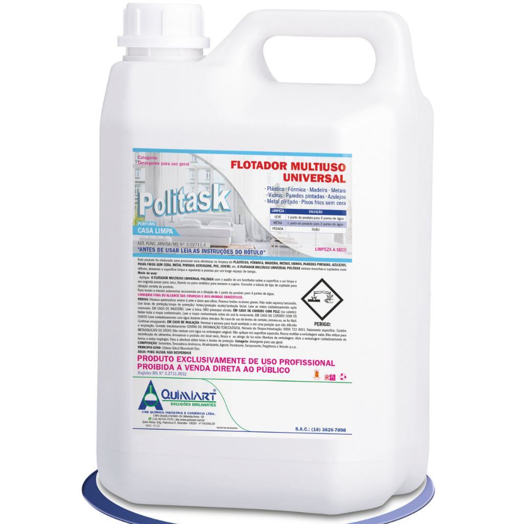 Detergente Flotador Multiuso Universal Limpa Remove Manchas Piso Madeira Couro PVC Plástico Metal 5L