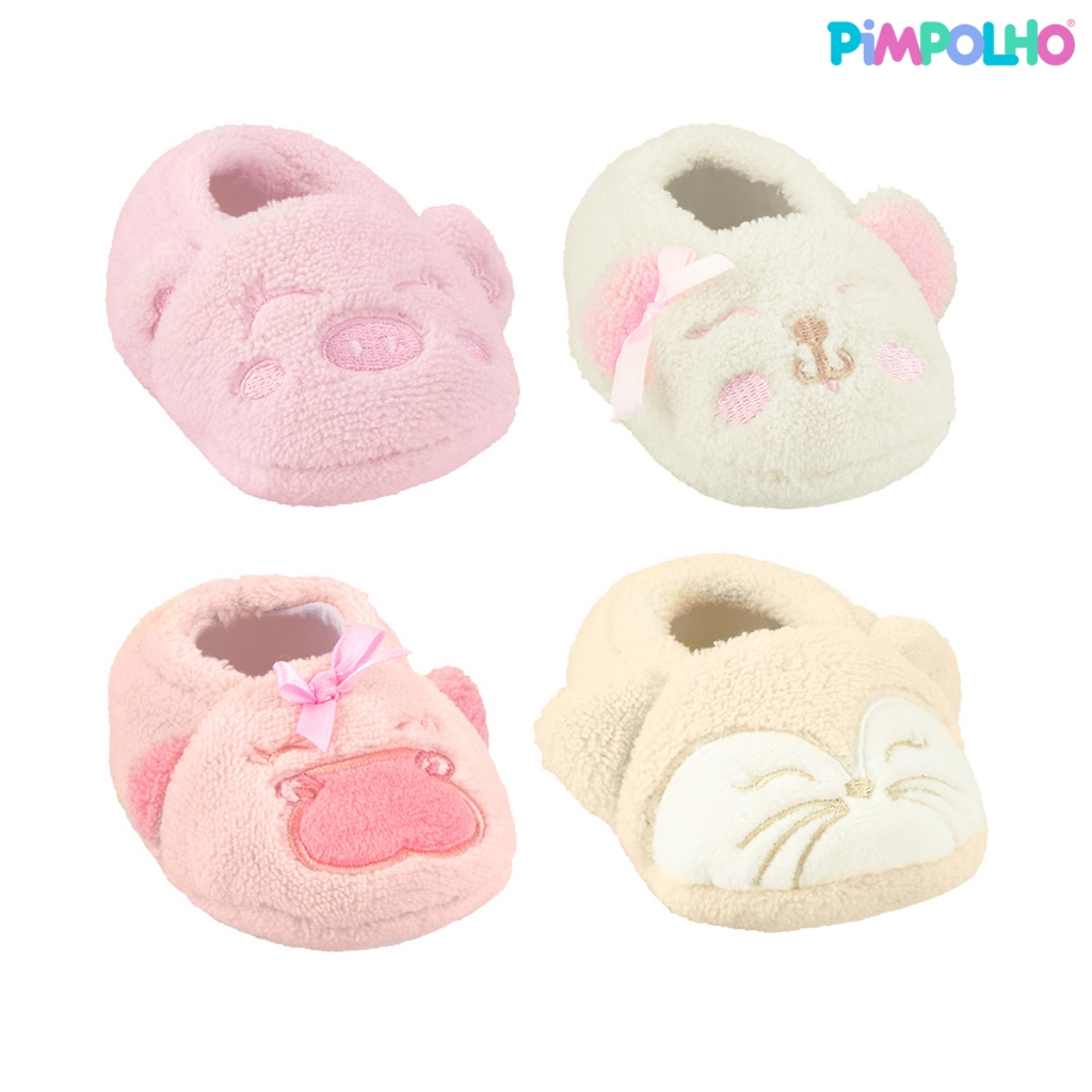 Pantufa Baby 00 - 07 Meses Feminino Pimpolho em Oferta na Shopee