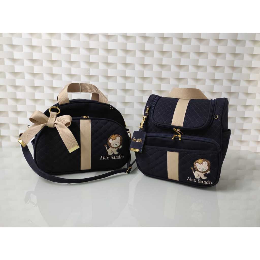 Kit Bolsa G + Mochila 2 em 1 + Bolsa Chloe + Necessaire M + Carteira de Vac. + 3 Saquinhos + 2 Chaveiros - Meg Baby
