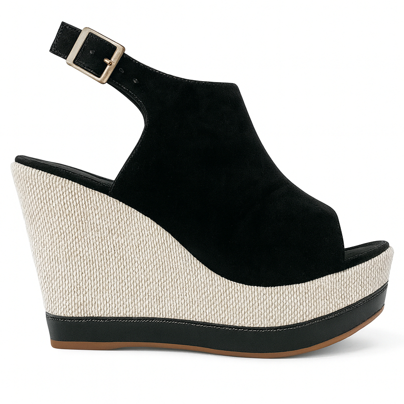 Sandália Feminina Open Boot Anabela Salto Alto Grosso Confortável Fechada Blogueira Moda Inverno
