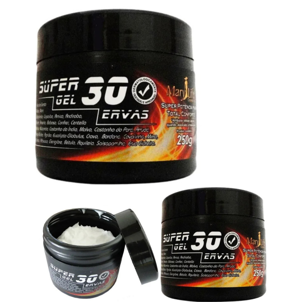 Kit 2 Gel 30 Ervas Massageador Efeito Gelo Quente Pote 250g em Oferta na Shopee
