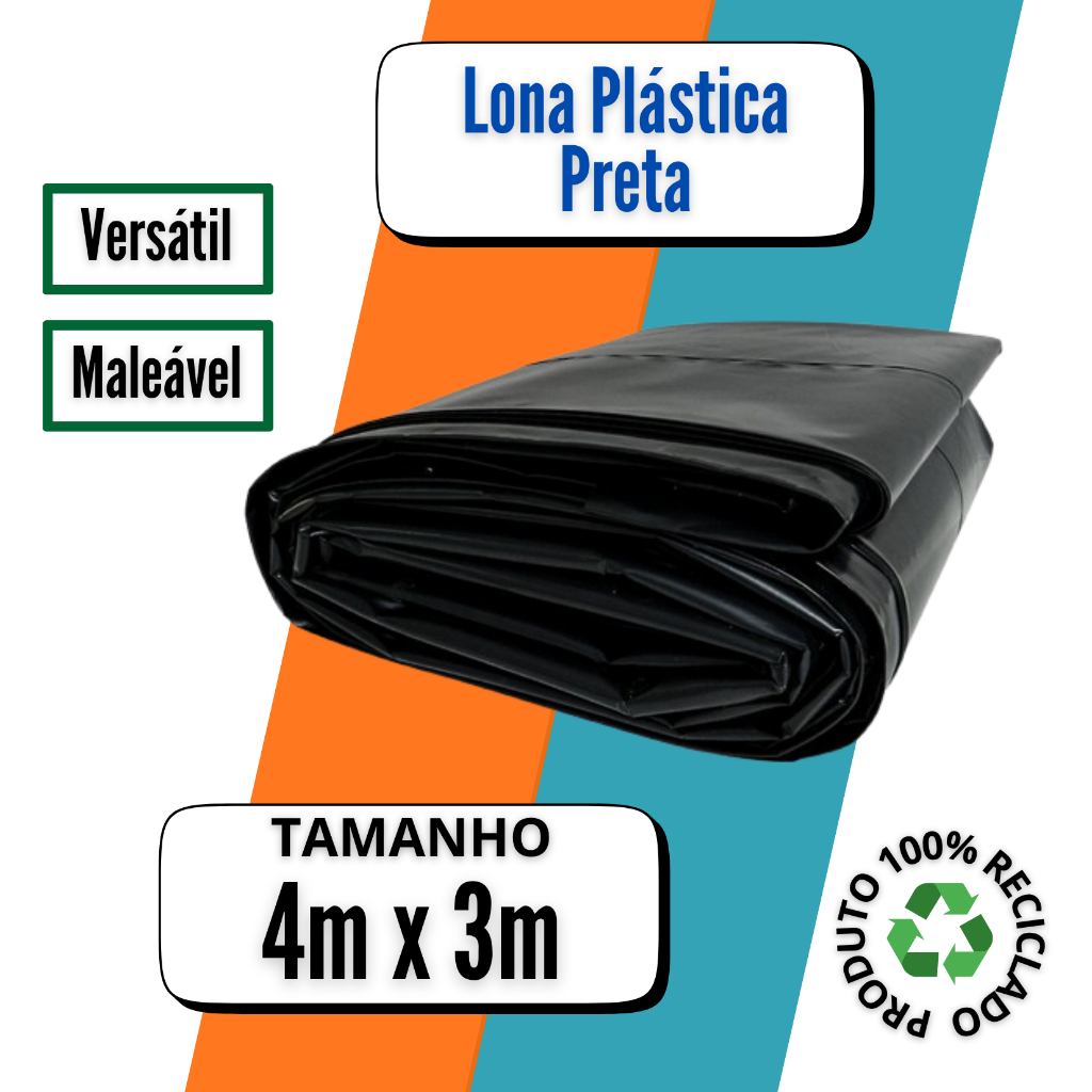 Lona Plástica Preta 4x3 Multiuso Para Piso Pintura Construção 50 Micras