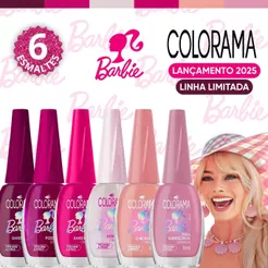 Kit Esmaltes Colorama Lançamento Barbie 6 Cores Tons Rosas Glitter Limitado Esmalte Atacado
