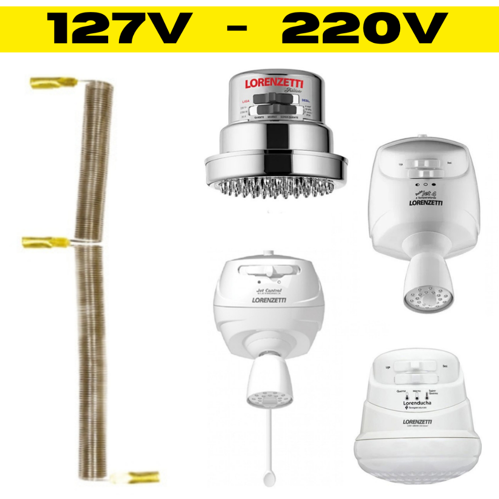 Resistência Chuveiro Lorenzetti 5500w 6800w 127v 220v Tradição Lorenducha Jet Control 4 Temp