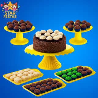 Mini Kit Festa - 1 Boleira Cake Renda 22cm , 2 Mini cakes e 3 Bandejas 20x13 em Oferta na Shopee