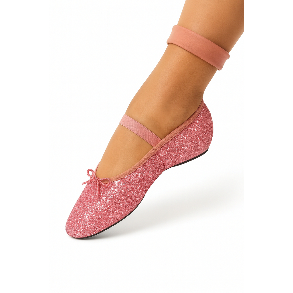 Sapatilha Ballet Meia Ponta Glitter Rosa Vermelho